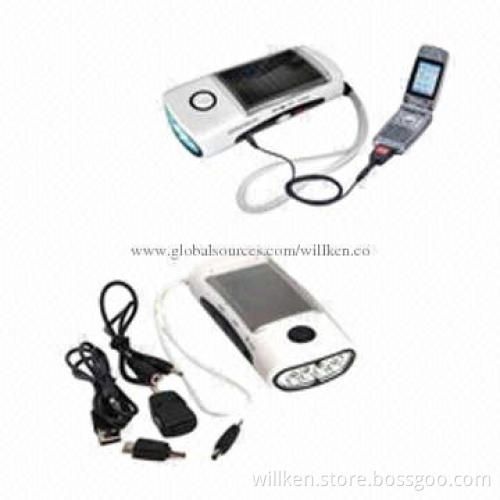 3-in-1 Solar Power Bank + FM Function + 4 LEDs Torch, Good for Traveling